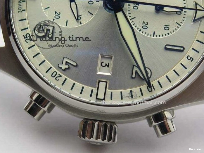 MIROTIME 0409 Pilot Chrono SS IW387809 ZF 1:1 Best Edition Silver Dial Blue Numbers On Blue Leather Strap A Lightweight 7263